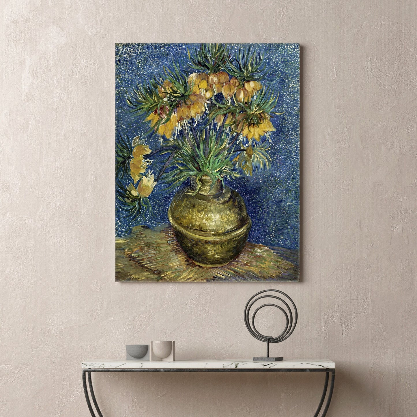 Fritillaires impériales dans un vase en cuivre, toile tendue de Vincent Van Gogh, portrait de Van Gogh, reproduction d'impression de Van Gogh