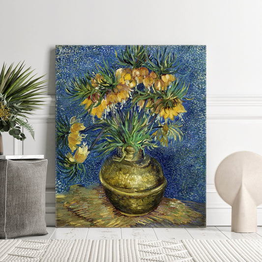 Fritillaires impériales dans un vase en cuivre, toile tendue de Vincent Van Gogh, portrait de Van Gogh, reproduction d'impression de Van Gogh