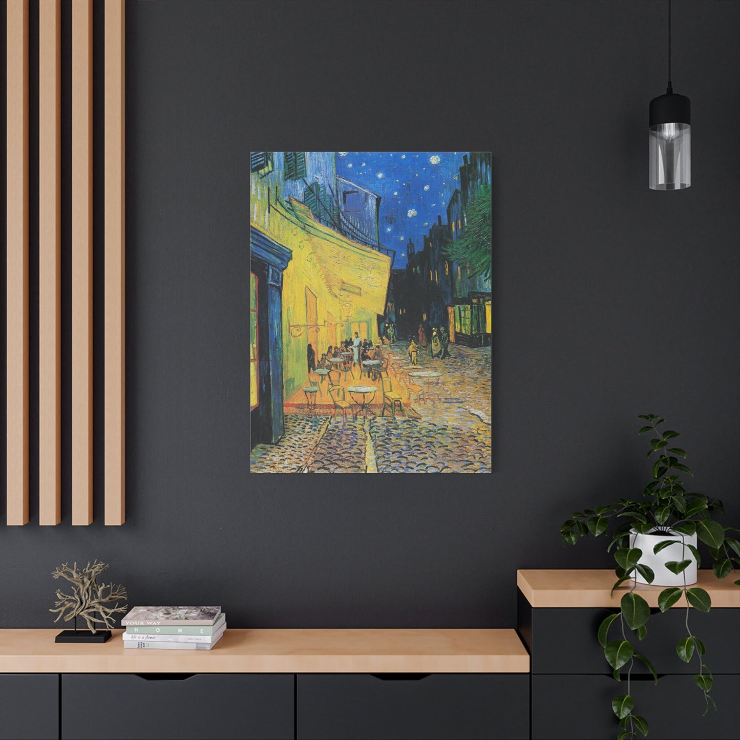 Toile tendue représentant la terrasse d'un café de Vincent Van Gogh la nuit, reproduction d'impression de Van Gogh, peinture de Van Gogh, décoration d'intérieur prête à accrocher