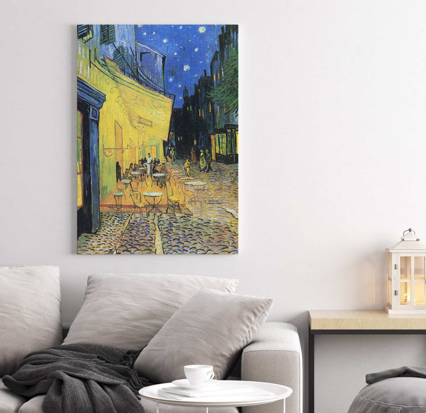 Toile tendue représentant la terrasse d'un café de Vincent Van Gogh la nuit, reproduction d'impression de Van Gogh, peinture de Van Gogh, décoration d'intérieur prête à accrocher