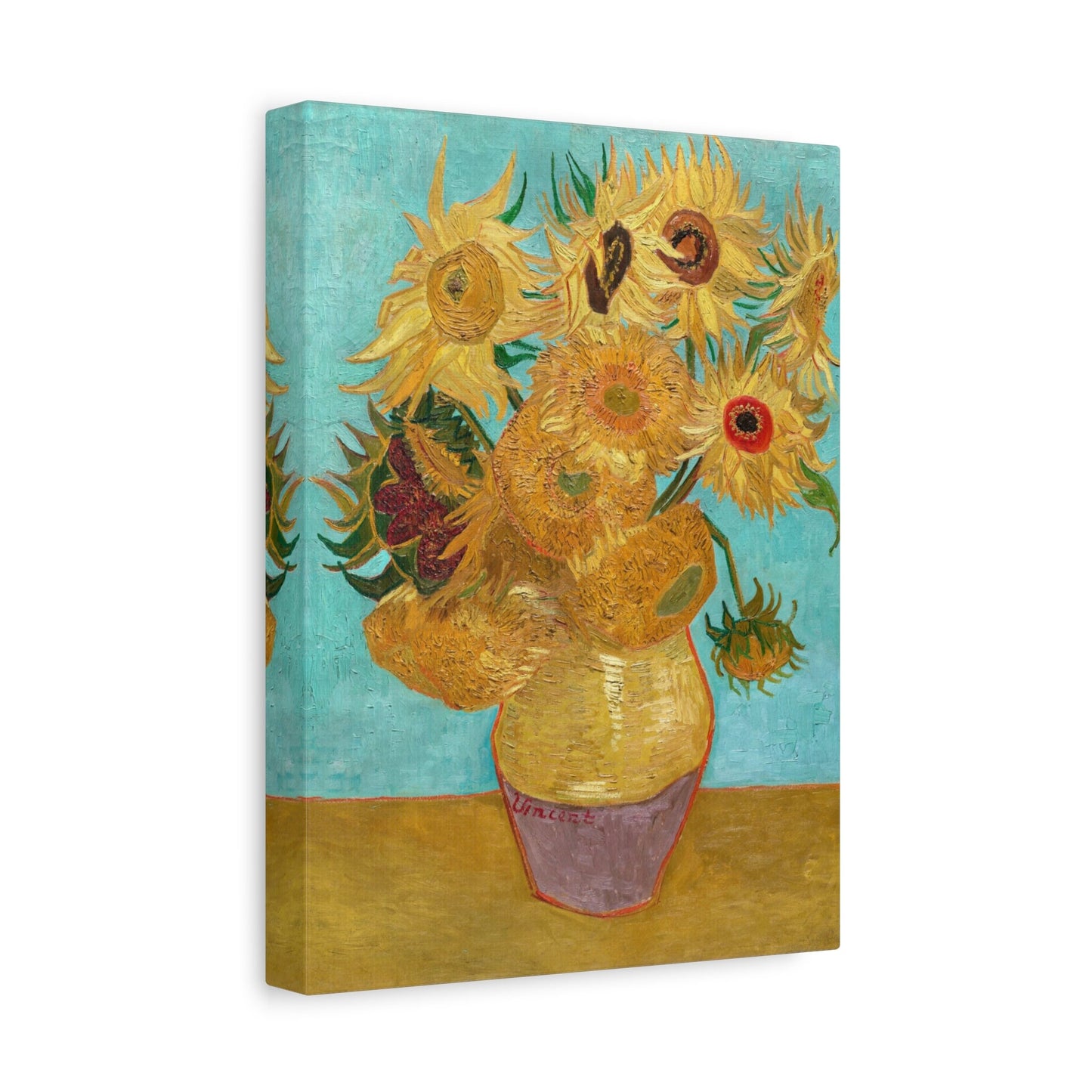 Vincent Van Gogh Vase with Twelve Sunflowers Stretched Canvas Wall Art, Van Gogh Reproduction Print, Van Gogh Flowers Painting Ready to Hang