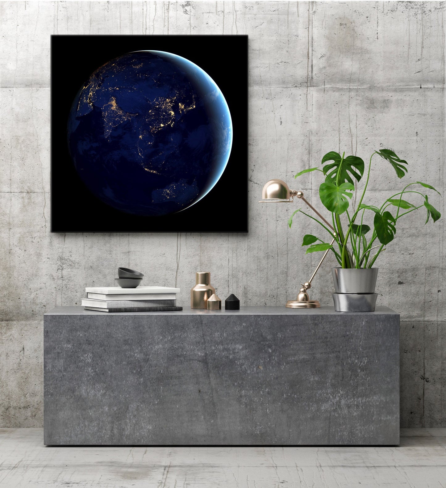 Earth at night Satellite Image Stretched Canvas Print, Globus from Space Telescope Images, World Map Globes Space Telescope Canvas Print