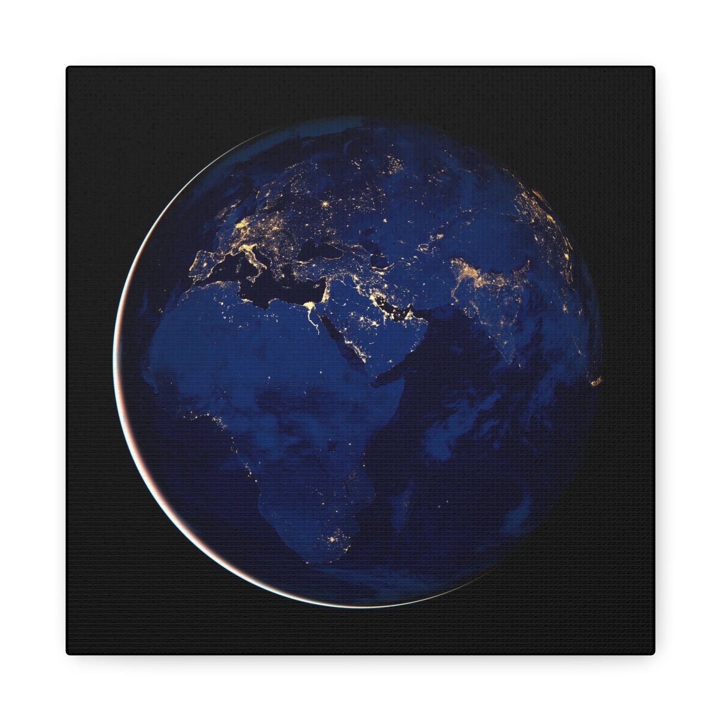 Earth Night View Satellite Image Stretched Canvas Print, World Map Earth from Space Telescope Print, Globes from Space Telescope Images