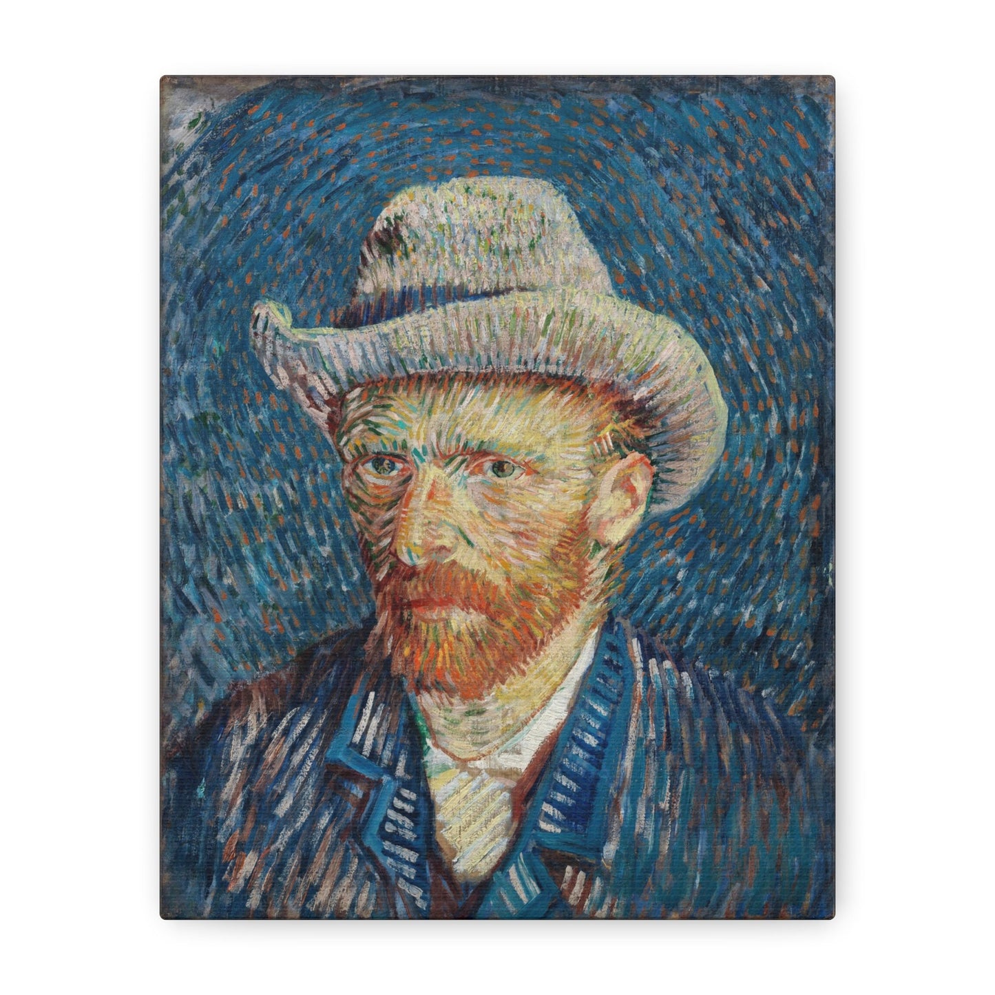 Vincent Van Gogh Self Portrait with Grey Felt Hat Stretched Canvas Wall Art, Van Gogh Art Reproduction Print, Van Gogh Portait Painting