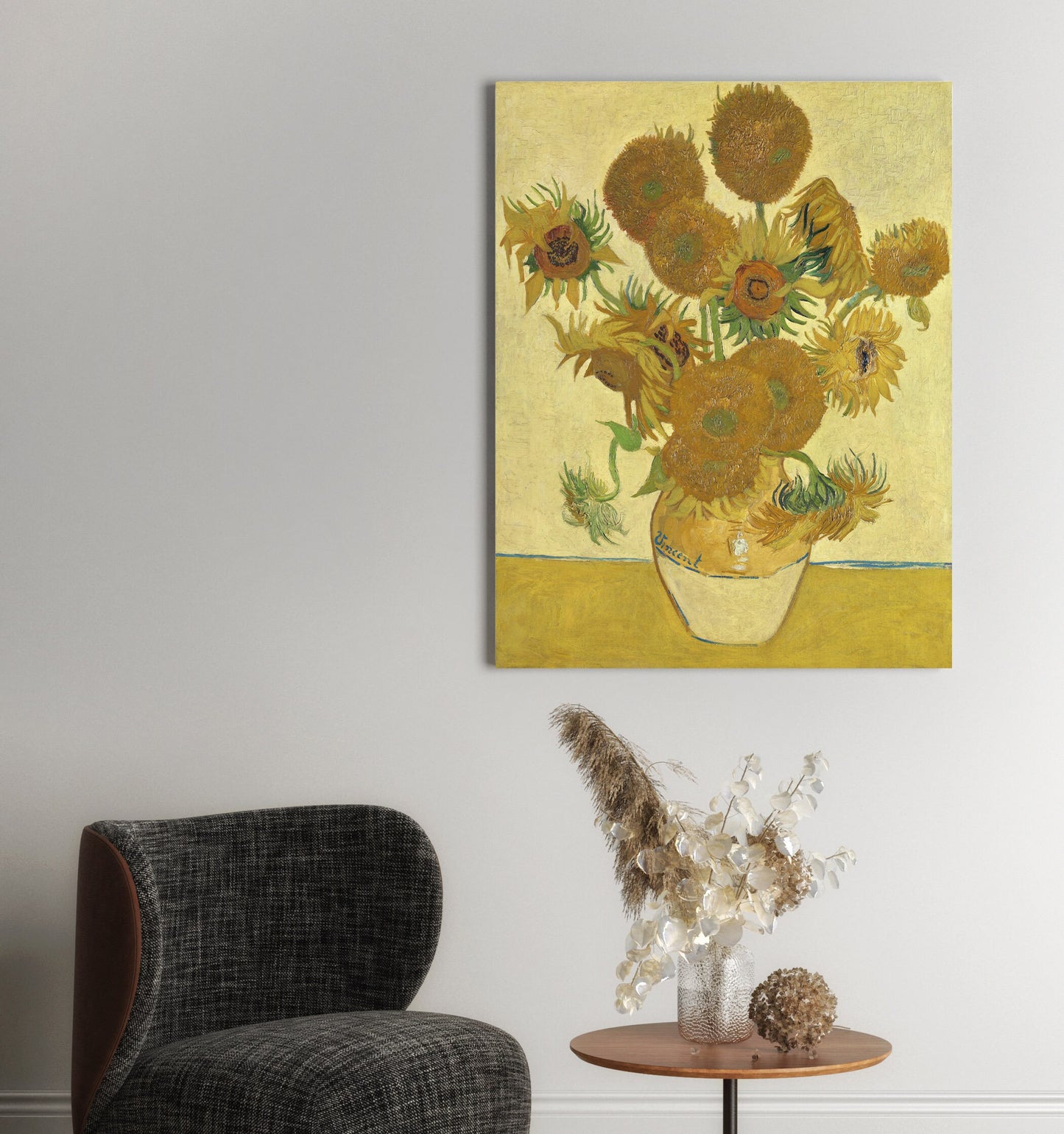 Vincent Van Gogh Sunflowers Stretched Canvas Wall Art, Van Gogh Modern Art Reproduction Print, Ready to Hang Van Gogh Painting Home Decor