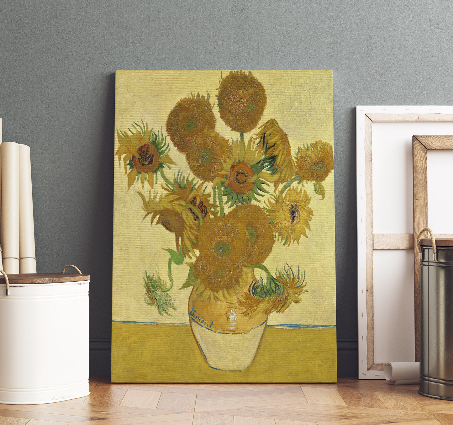 Vincent Van Gogh Sunflowers Stretched Canvas Wall Art, Van Gogh Modern Art Reproduction Print, Ready to Hang Van Gogh Painting Home Decor