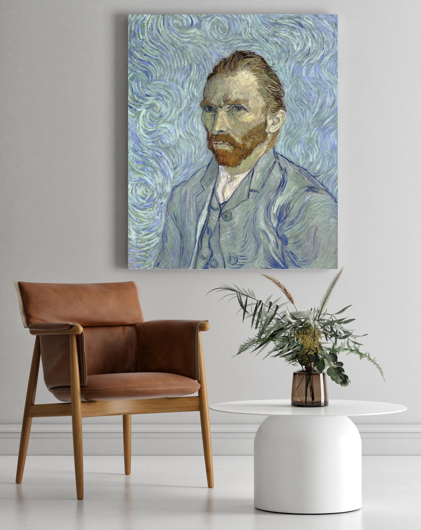 Vincent Van Gogh Self portrait Stretched Canvas Wall Art, Van Gogh Canvas Reproduction Print, Ready to Hang Van Gogh Portrait Painting