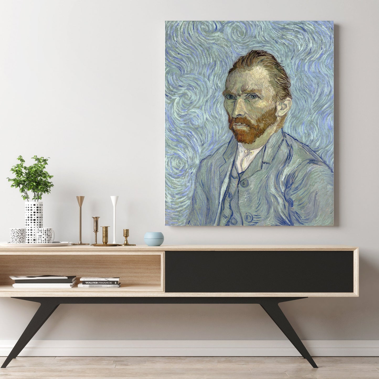 Vincent Van Gogh Self portrait Stretched Canvas Wall Art, Van Gogh Canvas Reproduction Print, Ready to Hang Van Gogh Portrait Painting