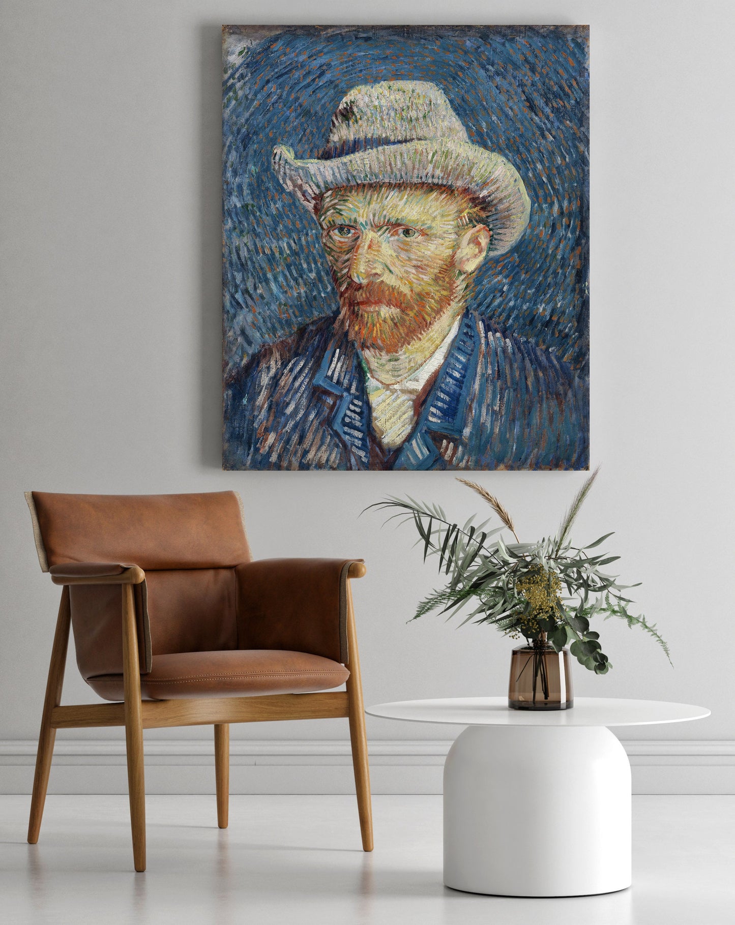 Vincent Van Gogh Self Portrait with Grey Felt Hat Stretched Canvas Wall Art, Van Gogh Art Reproduction Print, Van Gogh Portait Painting