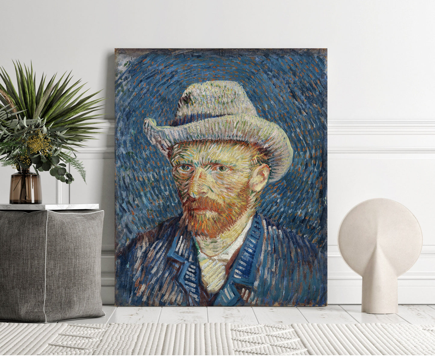 Vincent Van Gogh Self Portrait with Grey Felt Hat Stretched Canvas Wall Art, Van Gogh Art Reproduction Print, Van Gogh Portait Painting