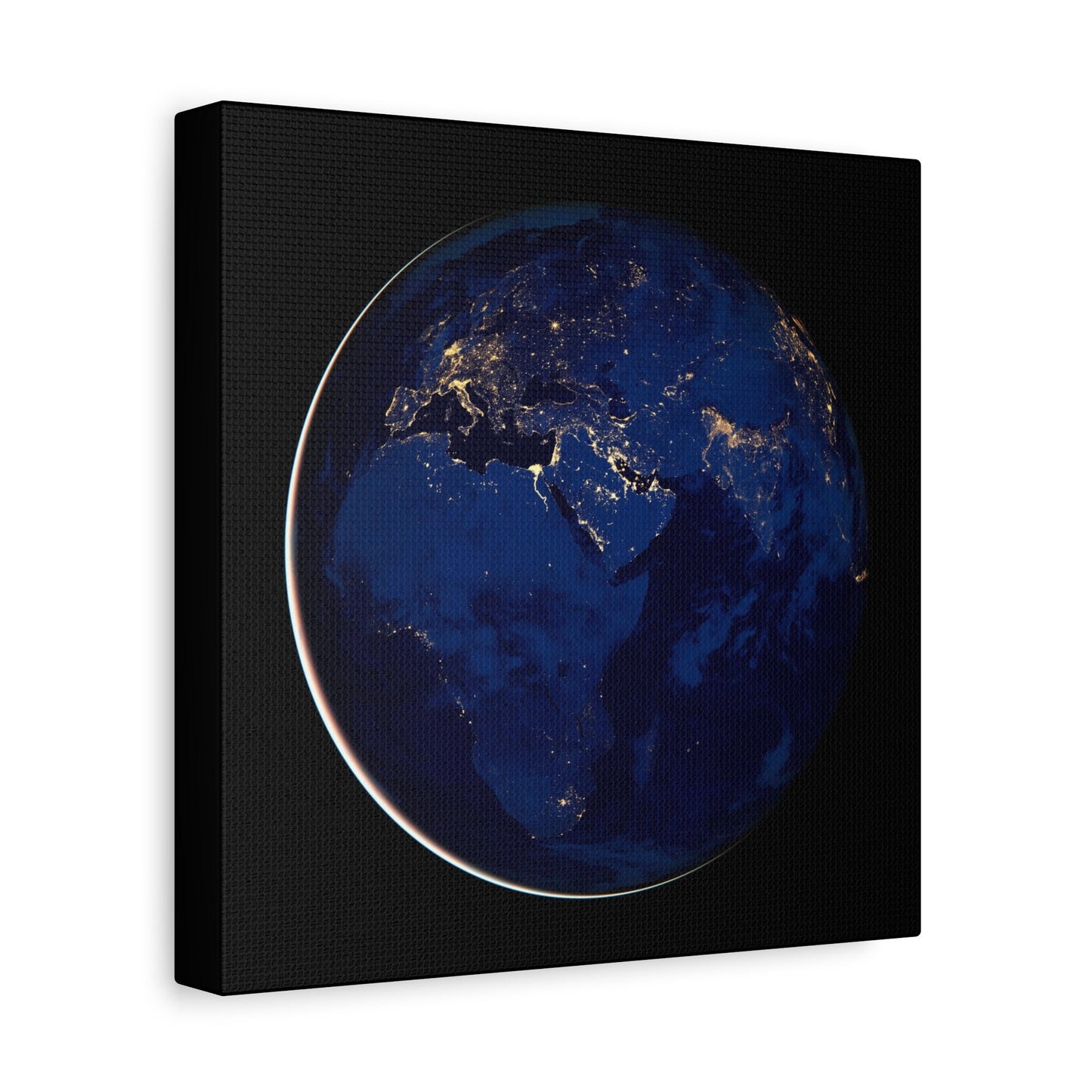 Earth Night View Satellite Image Stretched Canvas Print, World Map Earth from Space Telescope Print, Globes from Space Telescope Images