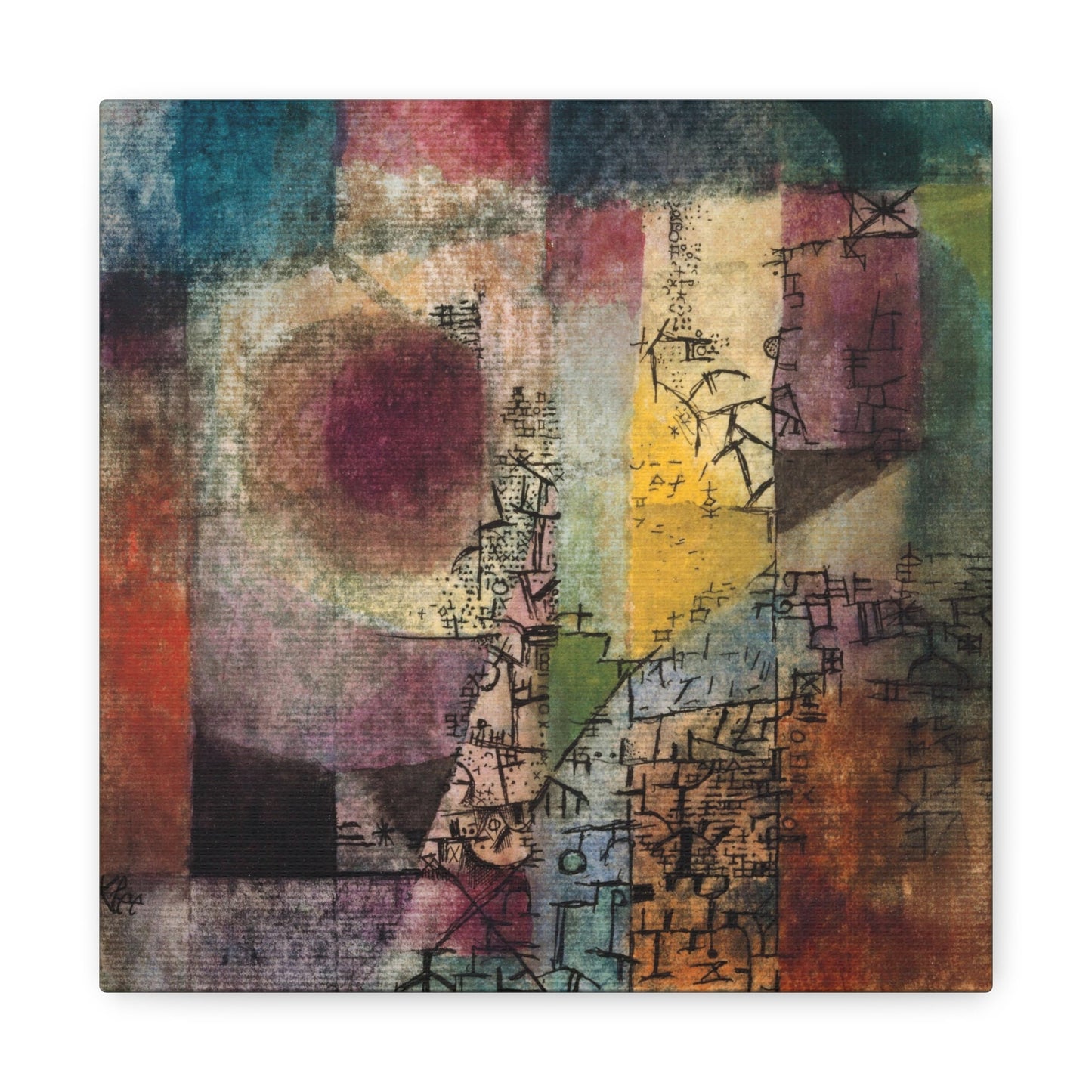 Paul Klee Abstract Stretched Canvas Wall Art, Paul Klee Modern Reproduction Painting, Paul Klee Ready to Hang Square Print, Living Room Art