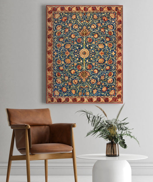 William Morris Holland Park Carpet Stretched Canvas Wall Art, William Morris Fabric Pattern Art, Vintage Reproduction Canvas, Victorian Art