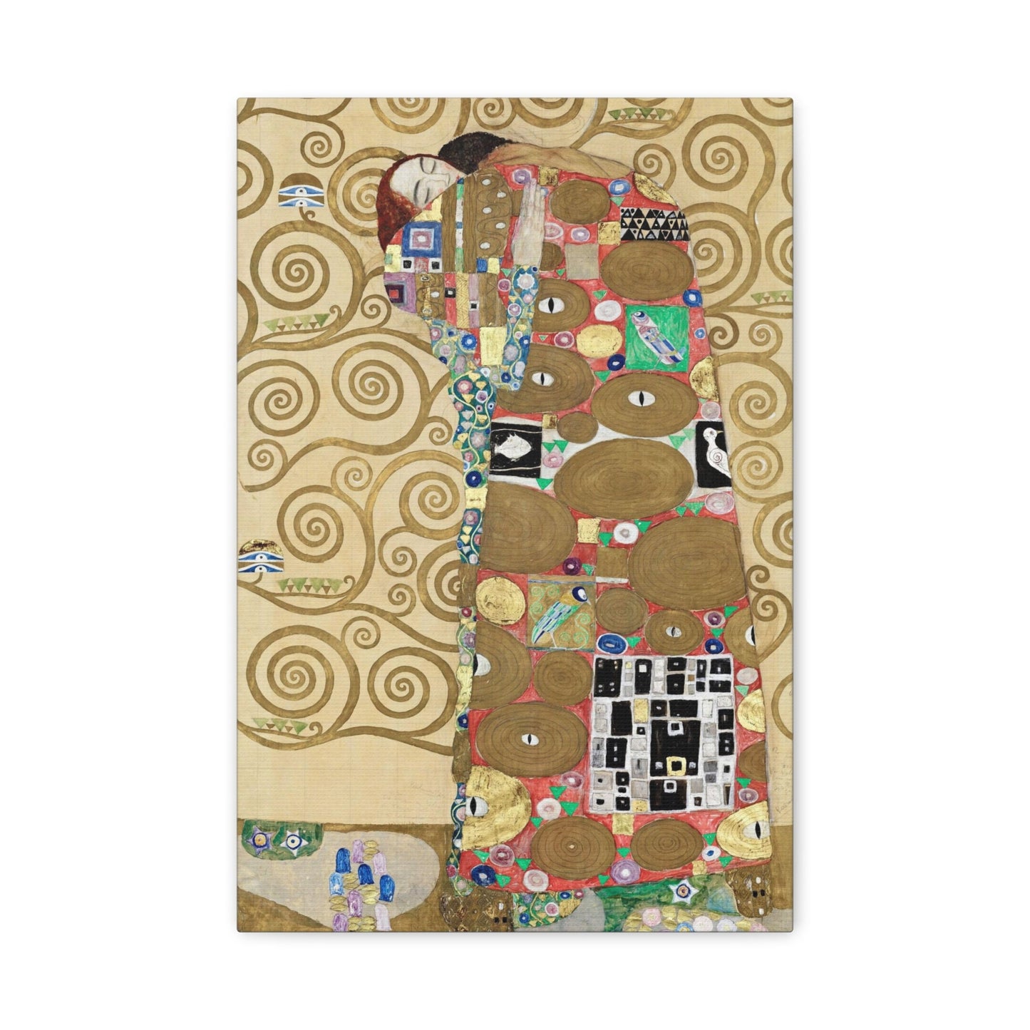 Impression sur toile tendue Gustav Klimt Fulfillment, impression Art Nouveau vintage Gustav Klimt, art classique romantique de Klimt, prêt à accrocher