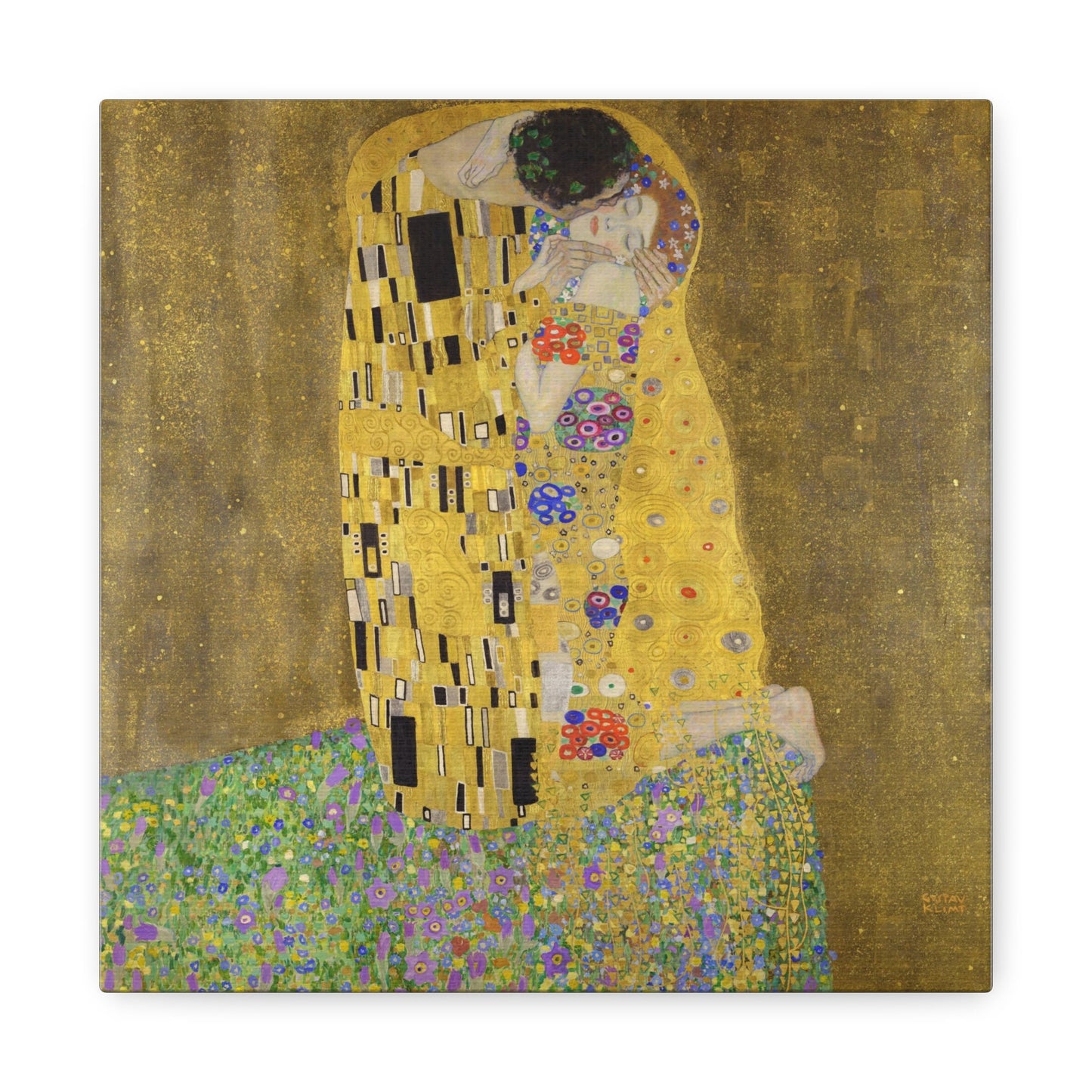 The Kiss Gustav Klimt Stretched Canvas Wall Art, Gustav Klimt Reproduction Romantic Wall Art, Vintage Art Nouveau Print, Ready to Hang