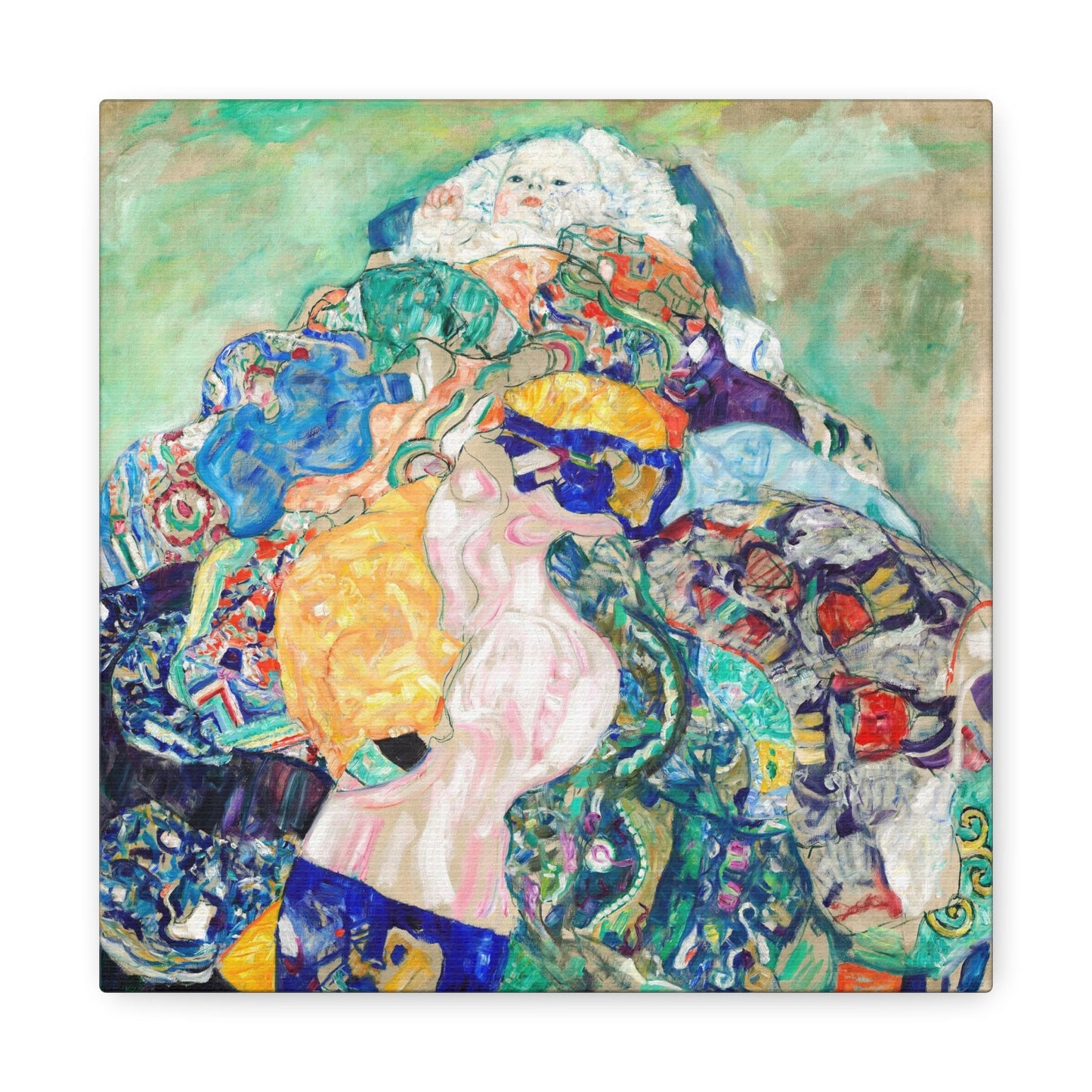 Gustav Klimt Baby Cradle Stretched Canvas Wall Art, Gustav Klimt Romantic Wall Art, Art Nouveau Reproduction Ready to Hang Canvas Print