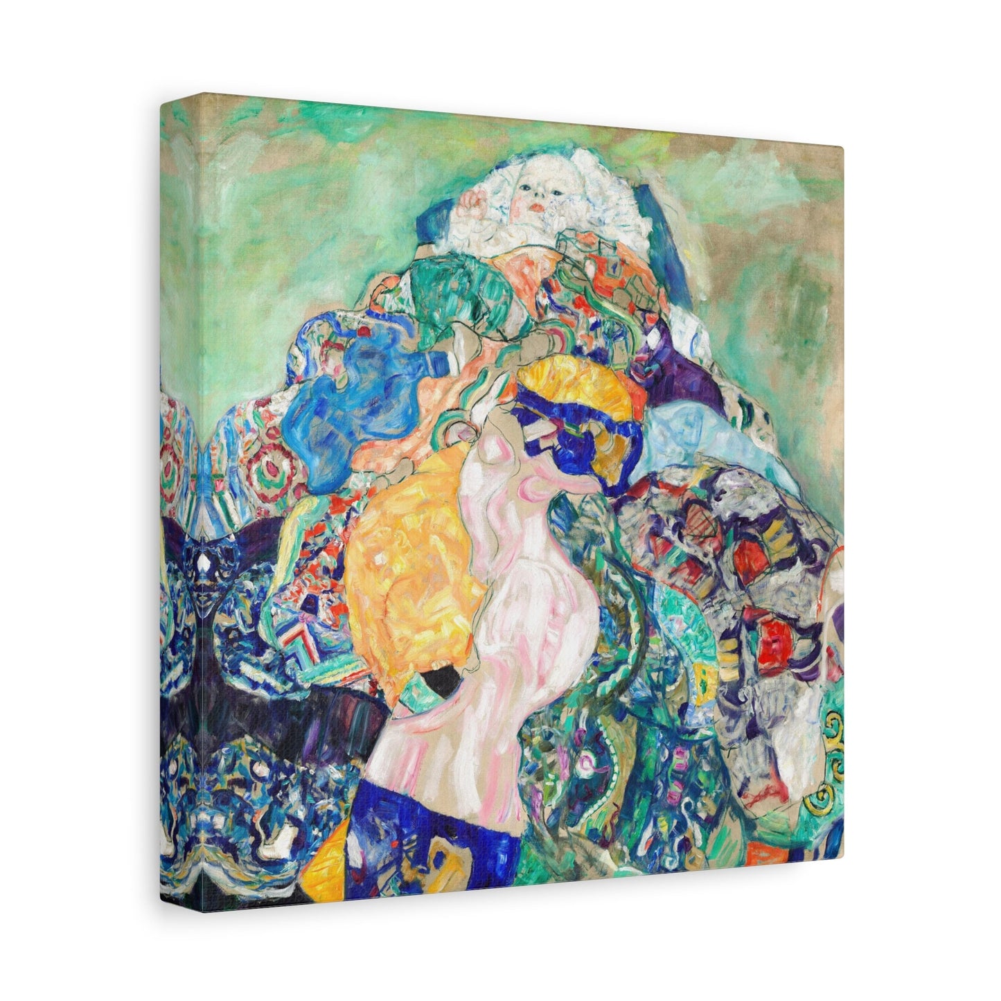 Gustav Klimt Baby Cradle Stretched Canvas Wall Art, Gustav Klimt Romantic Wall Art, Art Nouveau Reproduction Ready to Hang Canvas Print