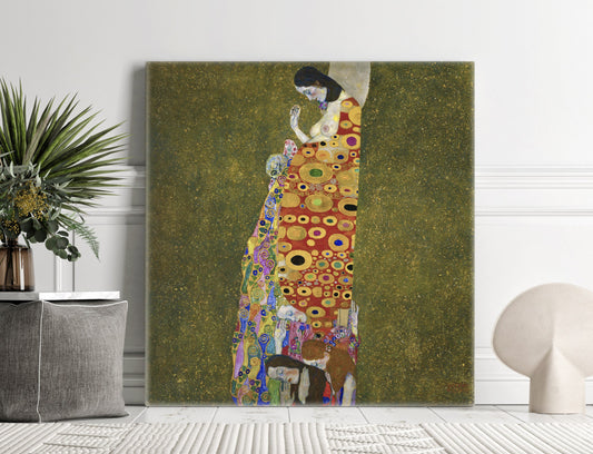 Impression sur toile tendue Gustav Klimt Hope II, impression sur toile romantique Gustav Klimt, reproduction de Gustav Klimt Hope prête à accrocher