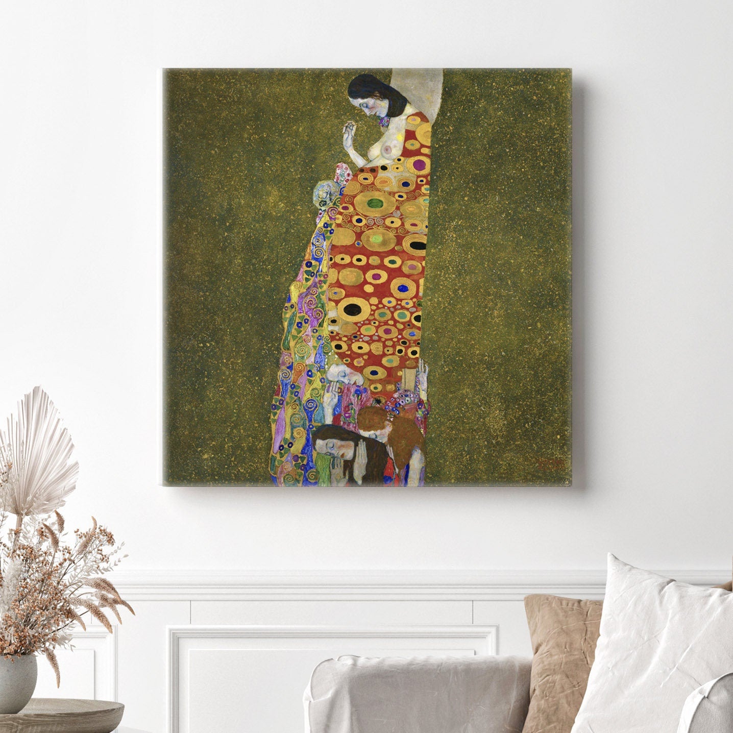 Gustav Klimt Hope II Stretched Canvas Wall Art, Gustav Klimt Romantic Wall Art, Gustav Klimt Hope Reproduction Ready to Hang Canvas Print