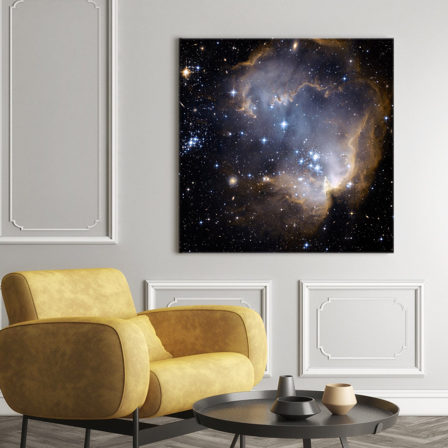 Space Nebula NASA Stretched Canvas Print, Galaxy Cosmic Space Print, NGC 602 and N90 Hubble Space Telescope Images, NASA Deep Field Print