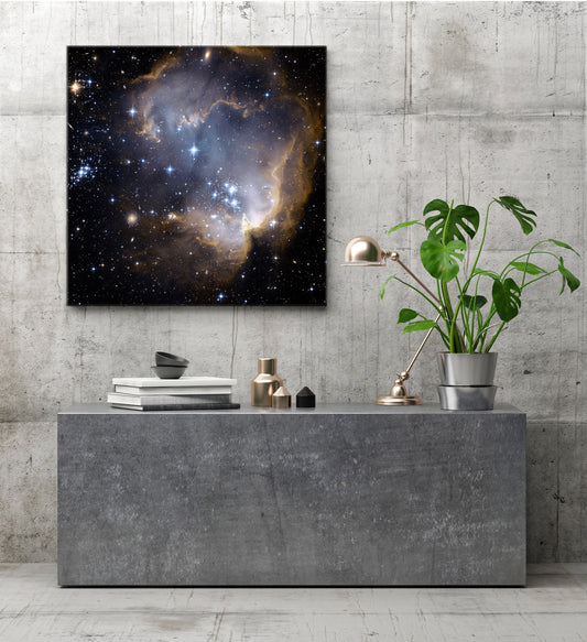 Space Nebula NASA Stretched Canvas Print, Galaxy Cosmic Space Print, NGC 602 and N90 Hubble Space Telescope Images, NASA Deep Field Print