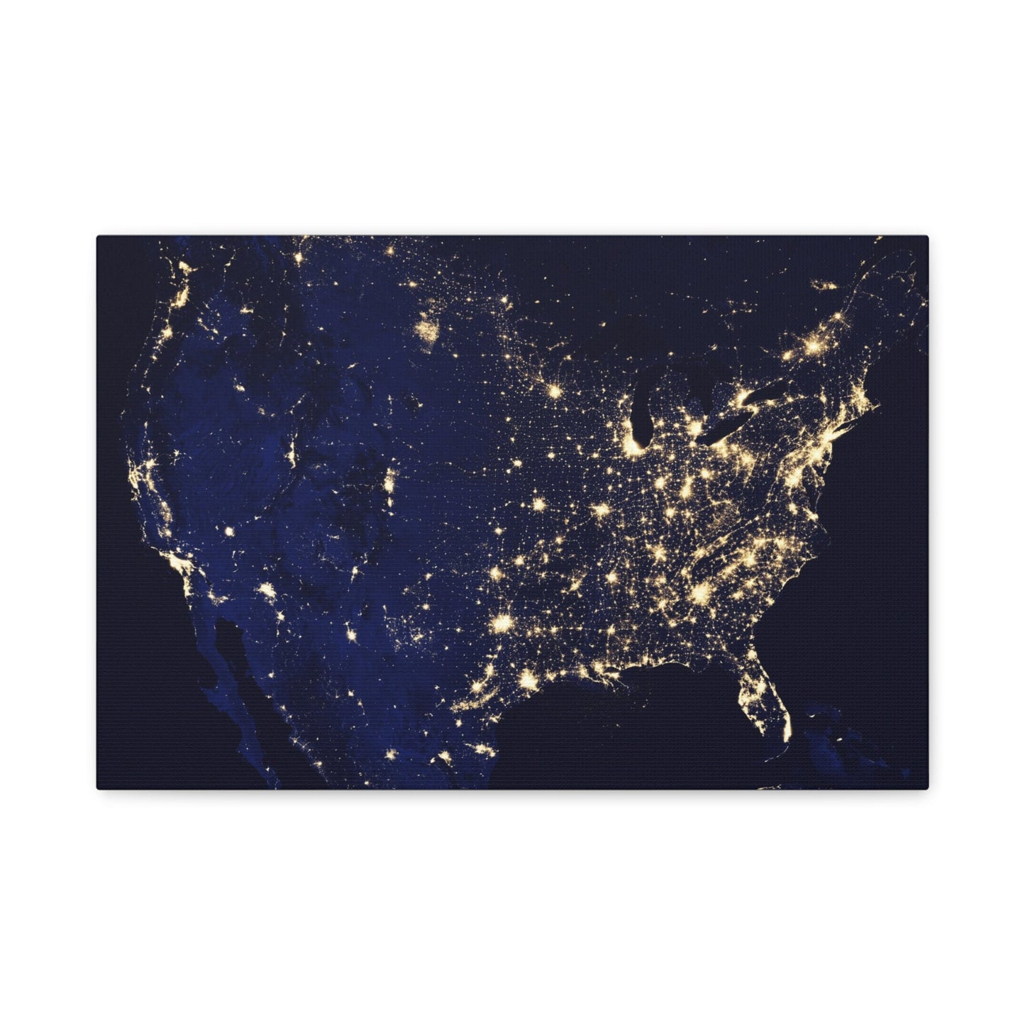 Impression sur toile des États-Unis d'Amérique la nuit, impression d'image satellite, impression d'art spatial de la NASA, images du télescope spatial du ciel lumineux