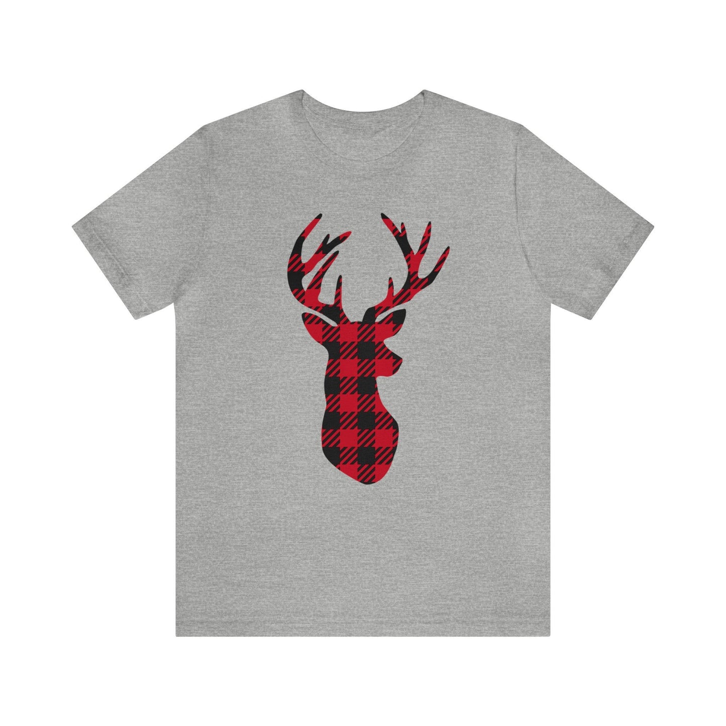 Christmas Plaid Pattern Reindeer T-shirt, Holiday T-shirt, Christmas Tee, Christmas Buffalo Plaid Reindeer, Christmas Holiday Gift Shirt