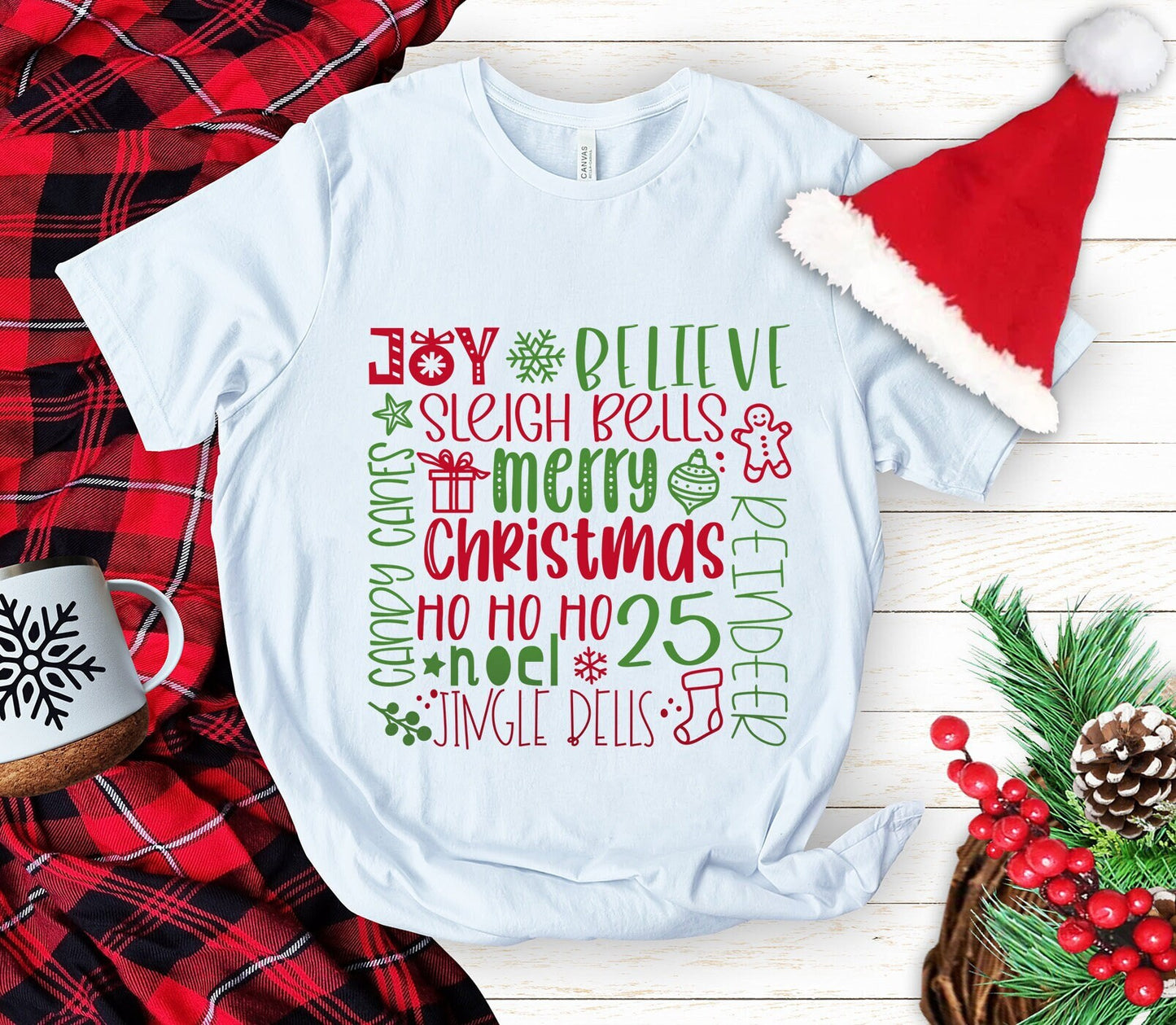 Merry Christmas T-shirt, Holiday T-shirt, Christmas Tee Shirt, Christmas Reindeer, Jingle Bells Christmas Holiday Gift Shirt, Family Gift