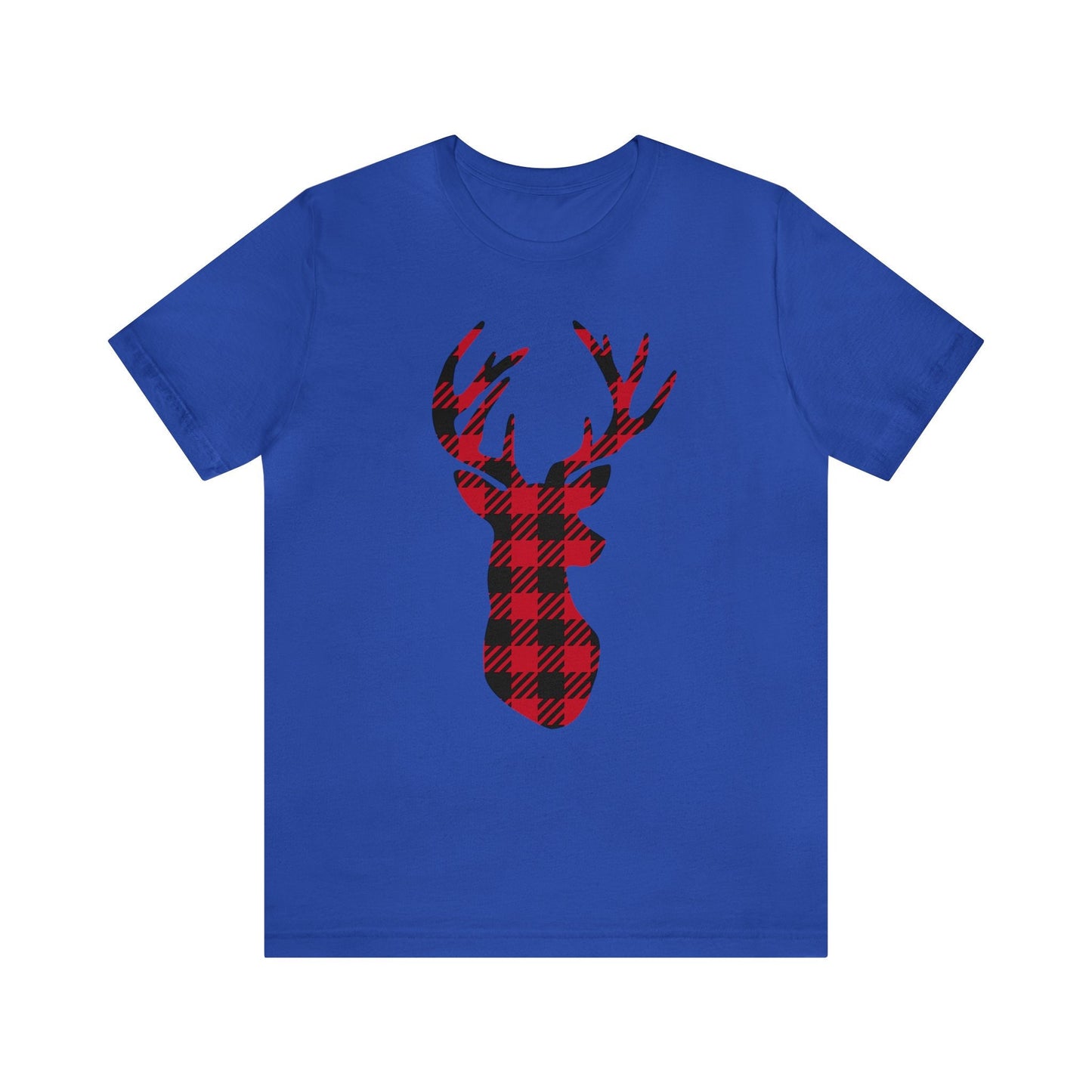 Christmas Plaid Pattern Reindeer T-shirt, Holiday T-shirt, Christmas Tee, Christmas Buffalo Plaid Reindeer, Christmas Holiday Gift Shirt