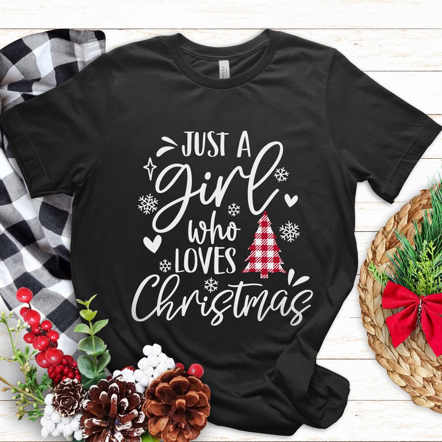 Christmas Gift T-shirt, Holidays Shirt, Christmas Tee Shirt, Just a Girl who loves Christmas Holiday Gift Shirt, Merry Christmas Shirt