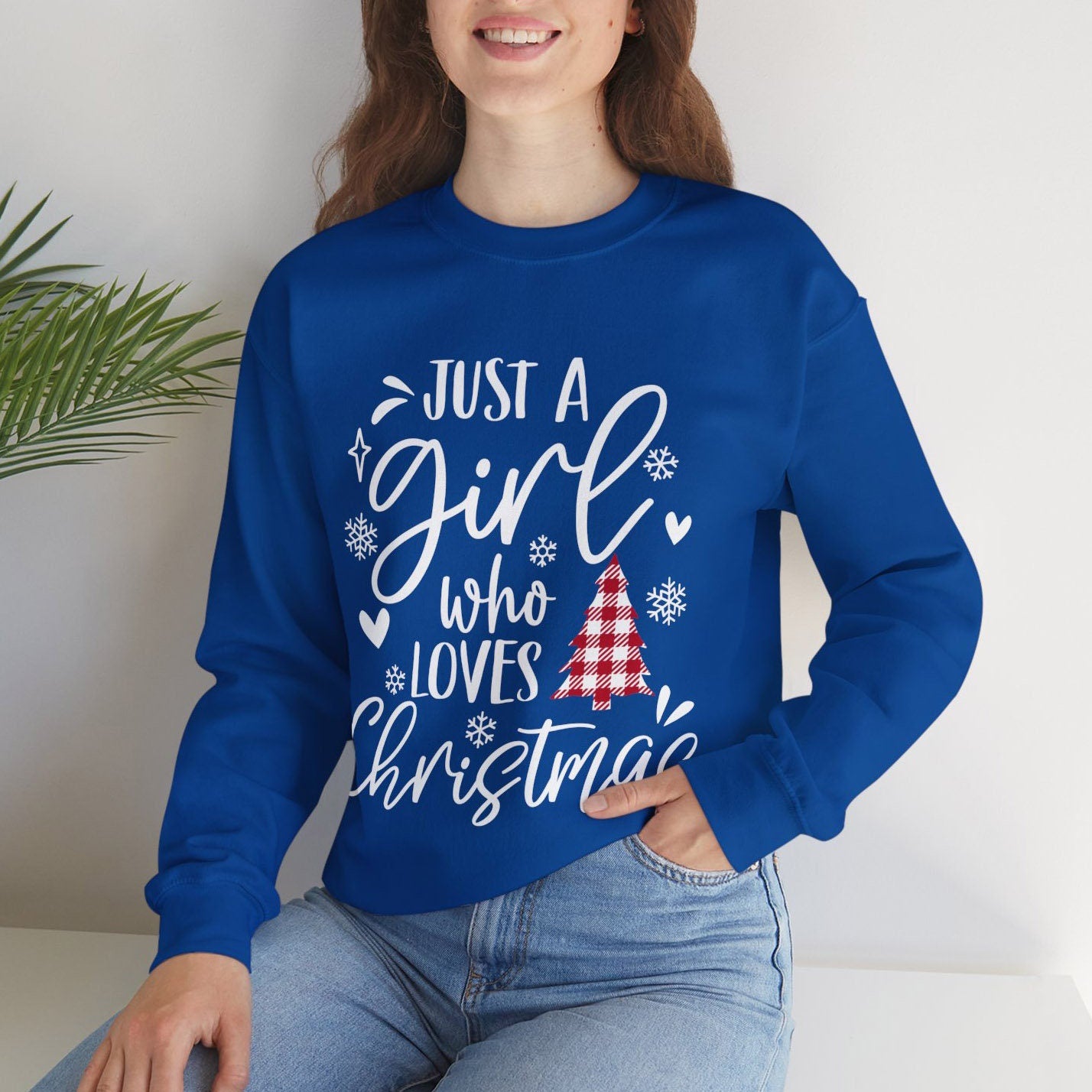 Christmas Gift Sweatshirt, Holidays Gift Sweatshirt, Just a Girl who loves Christmas Sweatshirt, Unisex Heavy Blend Sweatshirt, Gift for Her