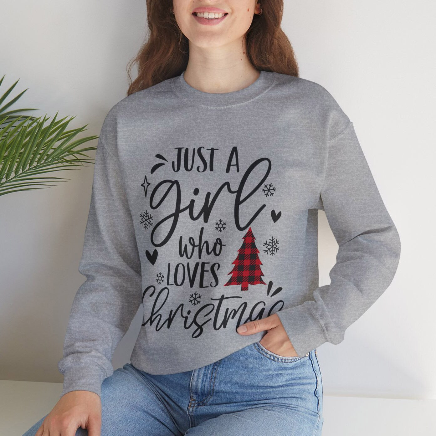 Christmas Gift Sweatshirt, Holidays Gift Sweatshirt, Just a Girl who loves Christmas Sweatshirt, Unisex Heavy Blend Sweatshirt, Gift for Her