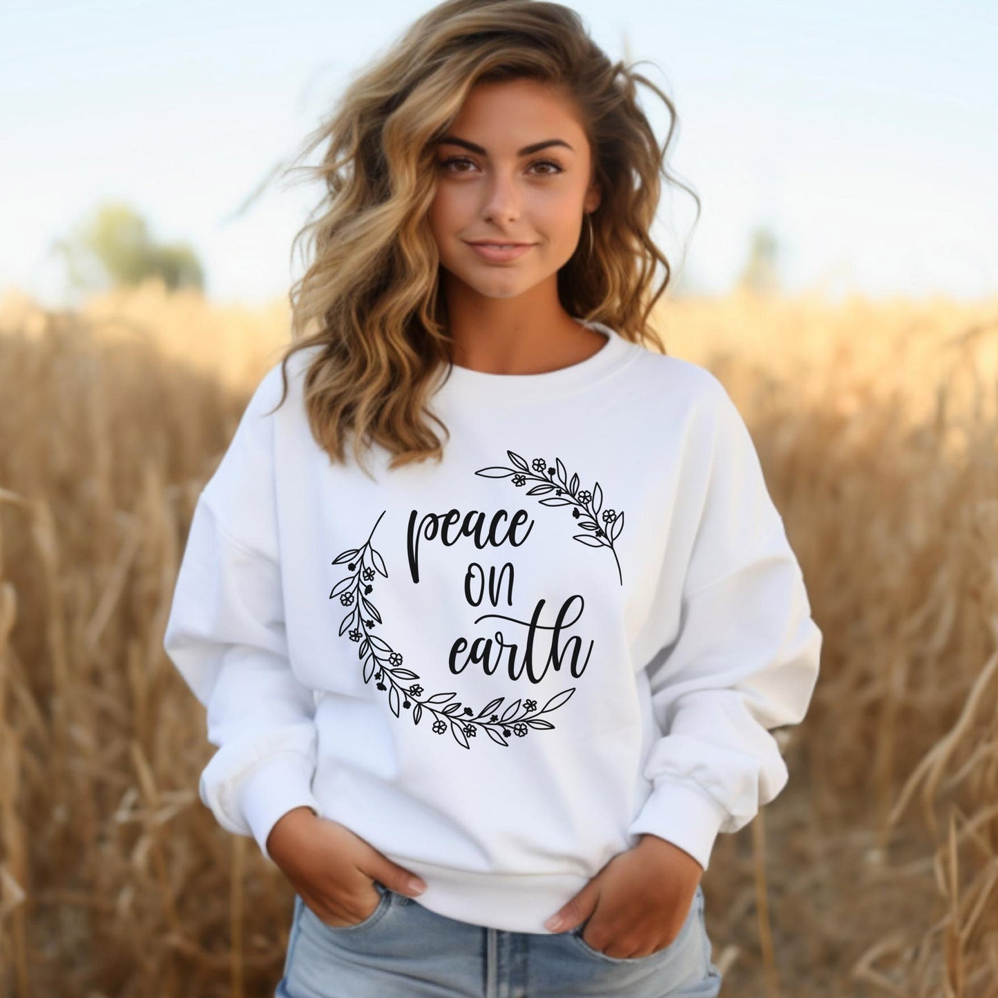 Sweat-shirt Paix, Sweat-shirt Cadeau de Vacances, Sweat-shirt Noël, Sweat-shirt Cadeau Unisexe, Cadeau pour Elle, Cadeau pour Lui, Sweat-shirt Hiver