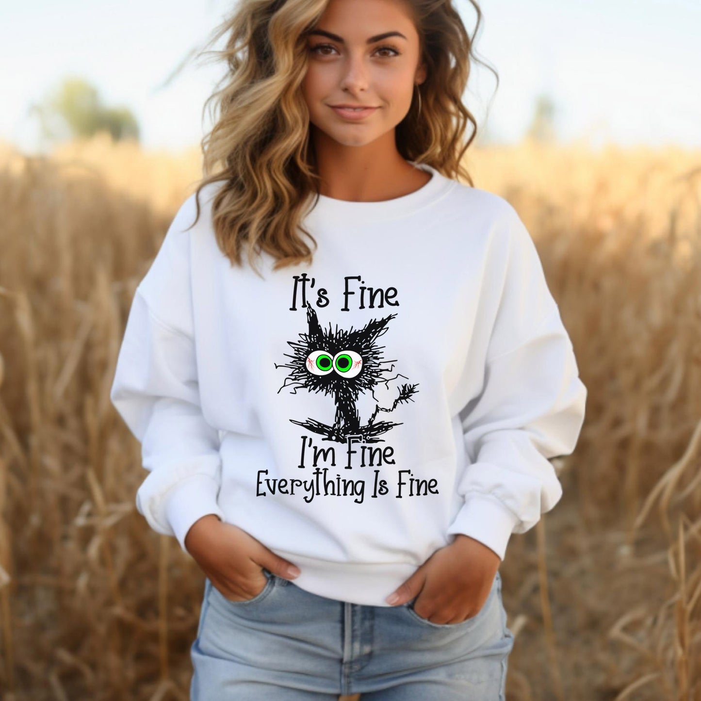 Sweat-shirt It's Fine I'm Fine Everything Is Fine, T-shirt It's Fine Cat, T-shirt sarcastique drôle de chat, Sweat-shirt I'm Fine Cat, T-shirt cadeau