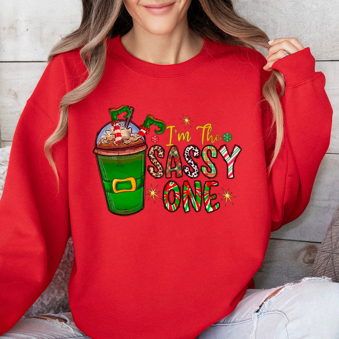 Sweat-shirt de Noël Sassy One, sweat-shirt cadeau de vacances Sassy Elf, chemise de Père Noël, sweat-shirt unisexe en mélange épais, cadeau pour elle, cadeau pour lui