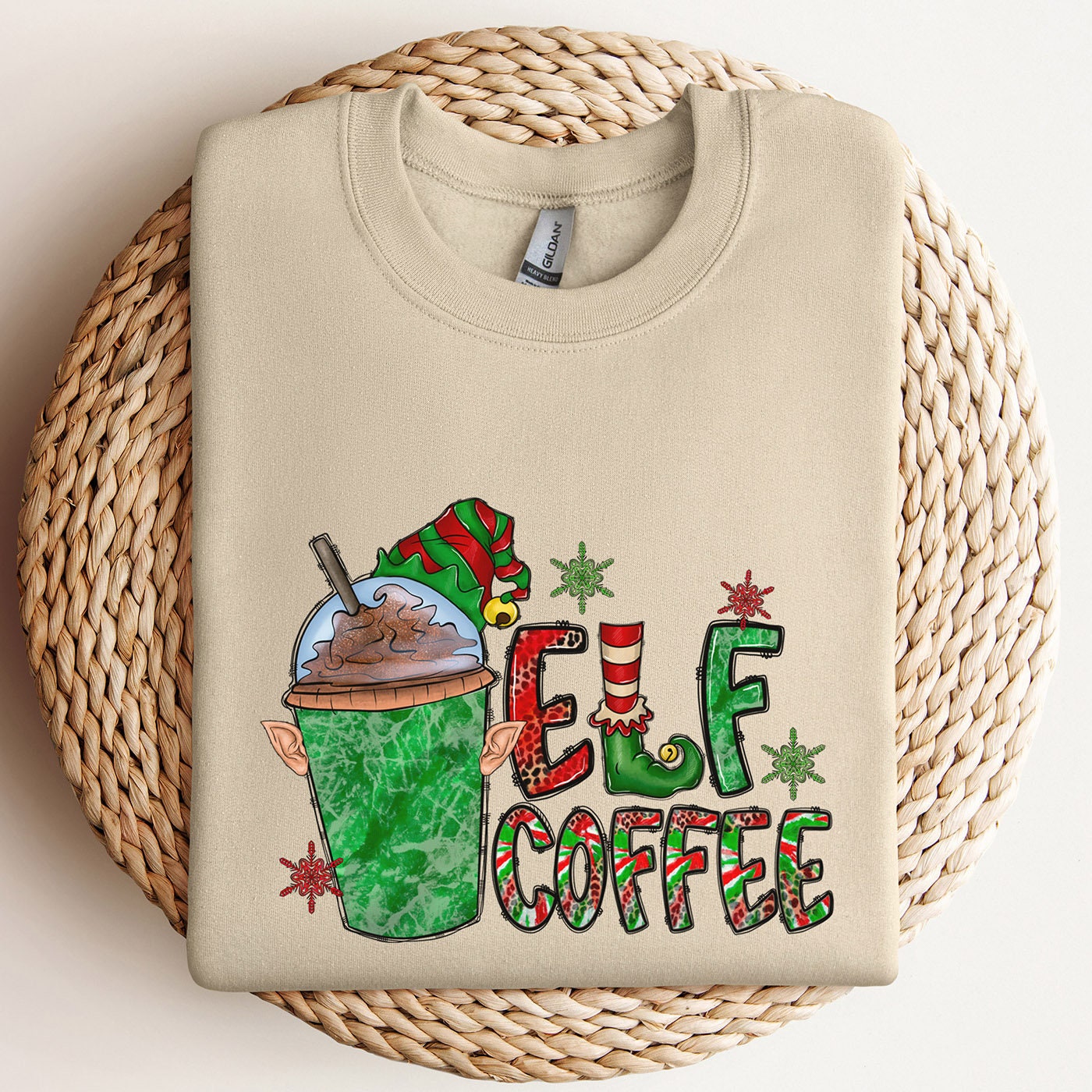 Elf Sweatshirt, Christmas Sweatshirt, Funny Elf Coffee Shirt, Holidays Gift Sweatshirt, Xmas Unisex Sweatshirt, Gift for Her, Gift for Him