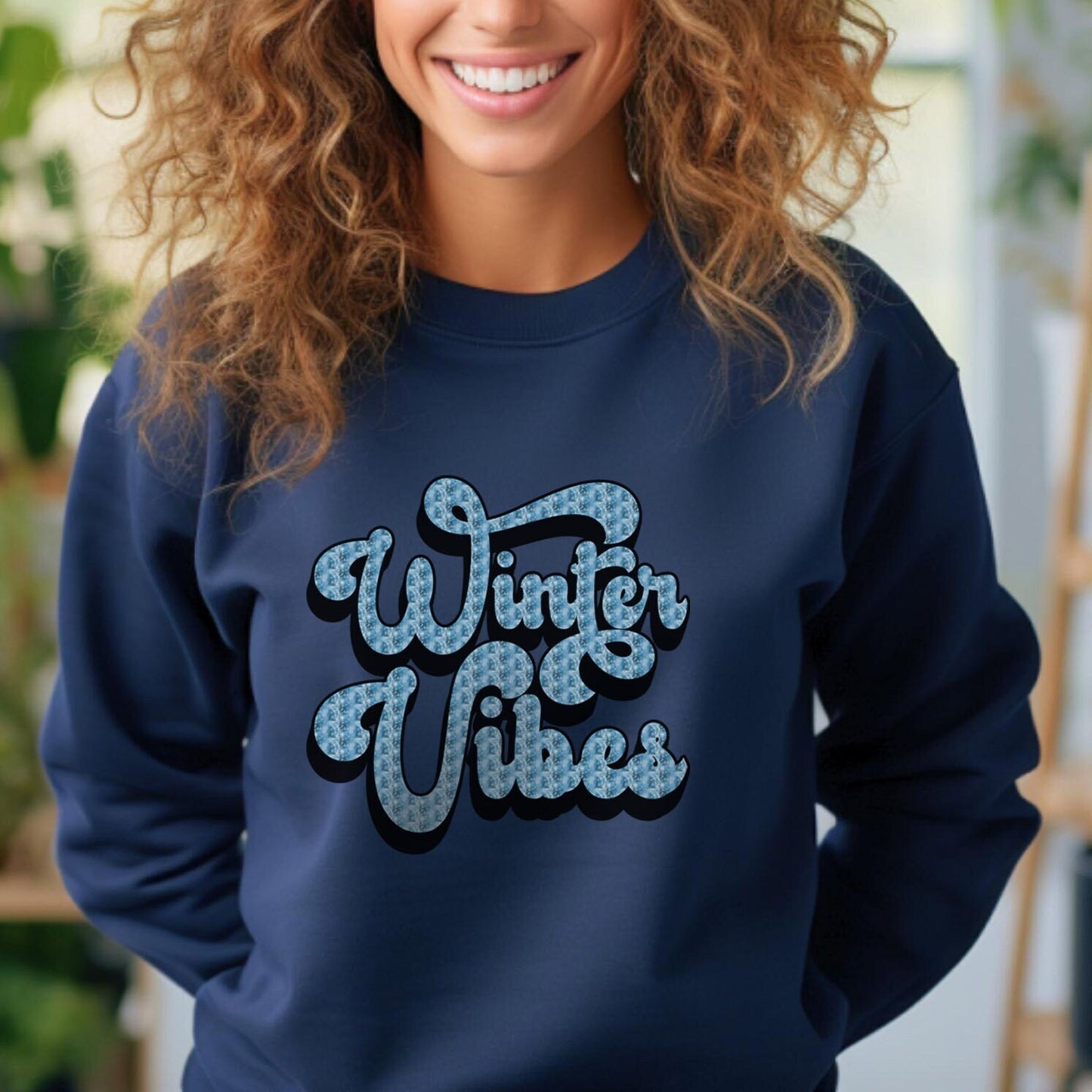 Sweat-shirt rétro Winter Vibes, sweat-shirt cadeau inspirant, sweat-shirt cadeau de vacances, sweat-shirt cadeau unisexe, cadeau pour elle et lui