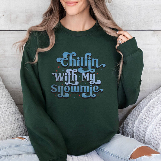 Sweat-shirt de neige d'hiver, chemise Chillin with My Snowmies, sweat-shirt cadeau de vacances, sweat-shirt cadeau unisexe de Noël, cadeau pour elle, cadeau pour lui