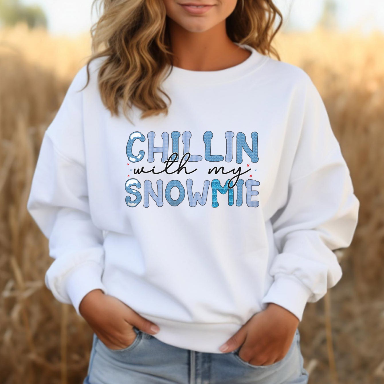 Sweat-shirt de neige Chillin with My Snowmies, cadeau de Noël, sweat-shirt unisexe pour les vacances d'hiver, cadeau pour elle, cadeau pour lui