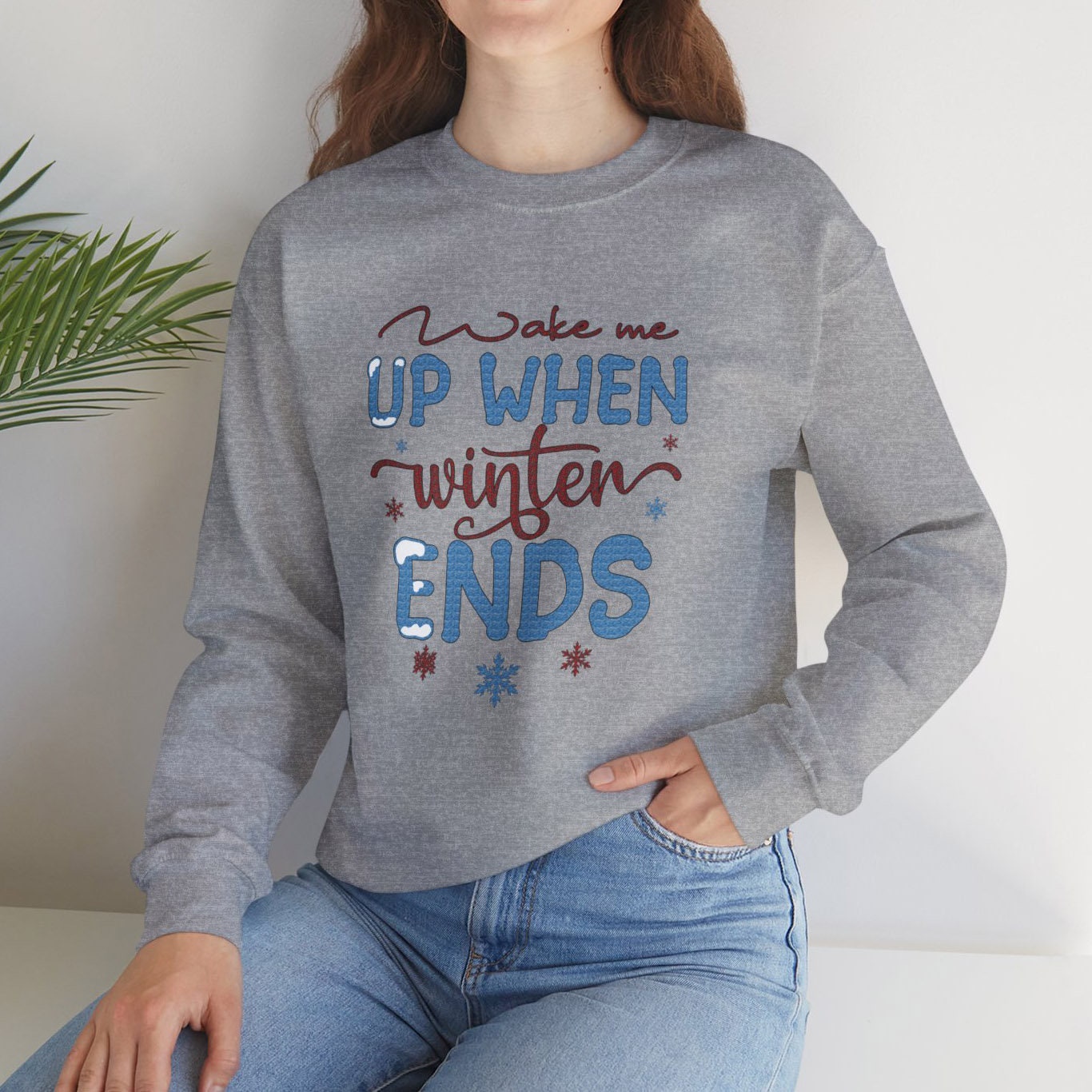 Sweat-shirt drôle « Réveille-moi quand l'hiver se termine », chemise cadeau de Noël à manches longues, sweat-shirt cadeau unisexe pour les vacances d'hiver