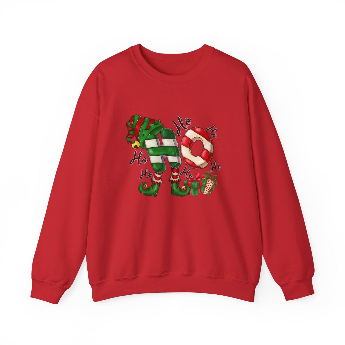 Ho Ho Ho Elf Christmas Sweatshirt, Christmas Santa Gift Shirt, Winter Elf Holidays Xmas Unisex Gift Sweatshirt, Gift for Her, Gift for Him