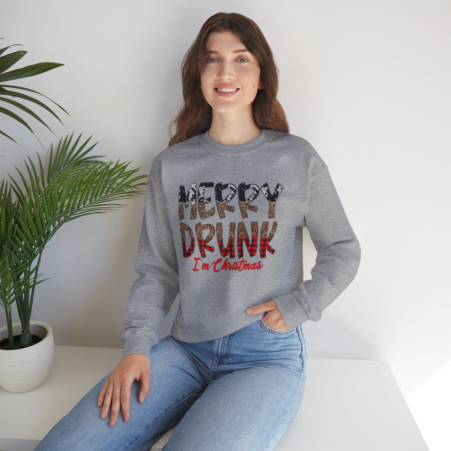 Merry Christmas Sweatshirt, Funny Drinking Drunk Christmas Gift Shirt, Holidays Xmas Unisex Gift Sweatshirt, Gift for Her, Gift for Him