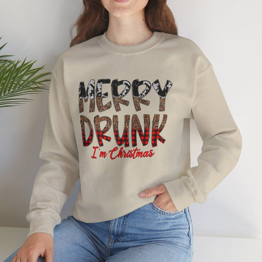 Merry Christmas Sweatshirt, Funny Drinking Drunk Christmas Gift Shirt, Holidays Xmas Unisex Gift Sweatshirt, Gift for Her, Gift for Him