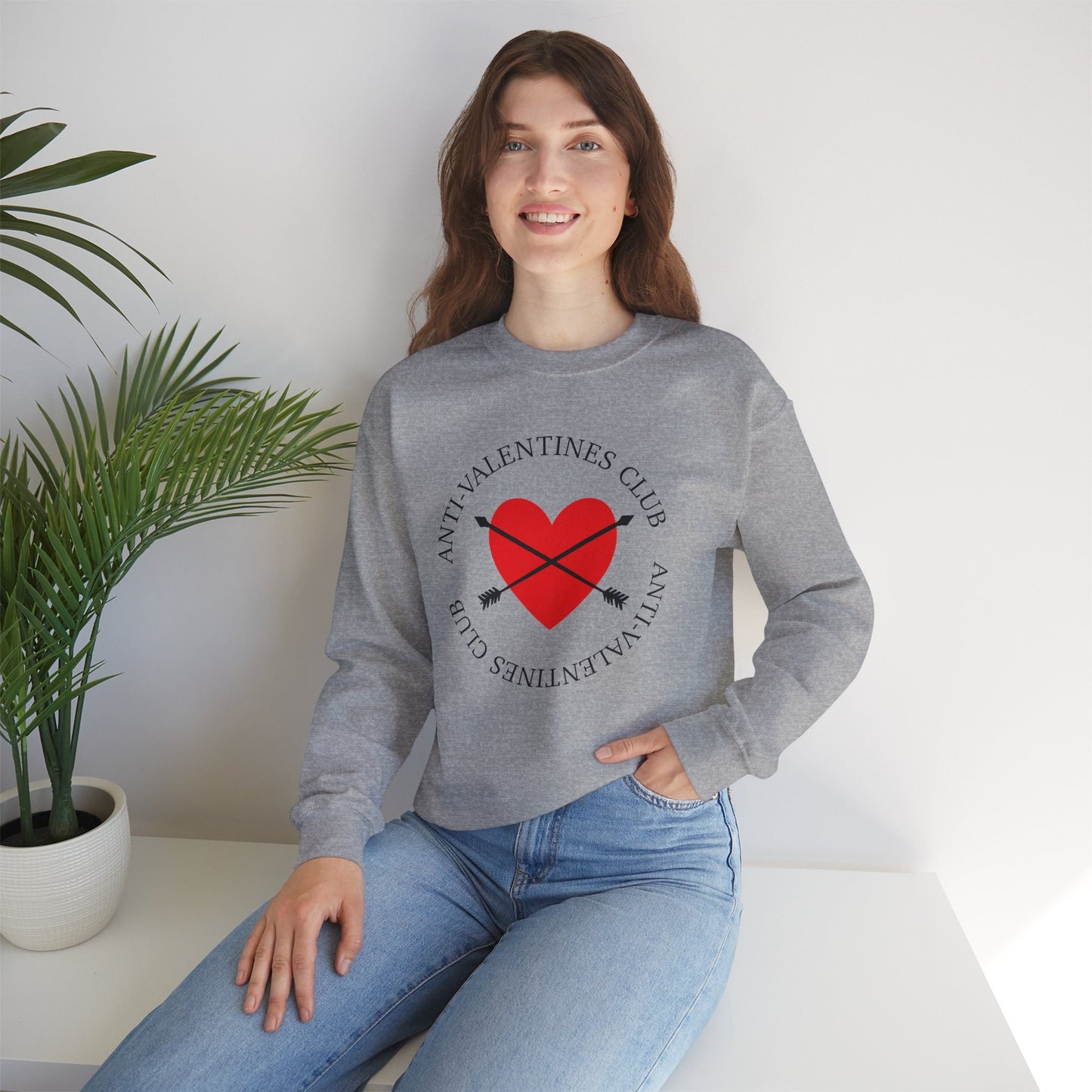 Sweat-shirt anti-Saint-Valentin, chemise drôle à manches longues pour la Saint-Valentin, chemise en forme de cœur, sweat-shirt cadeau en forme de cœur, sweat-shirt unisexe d'hiver