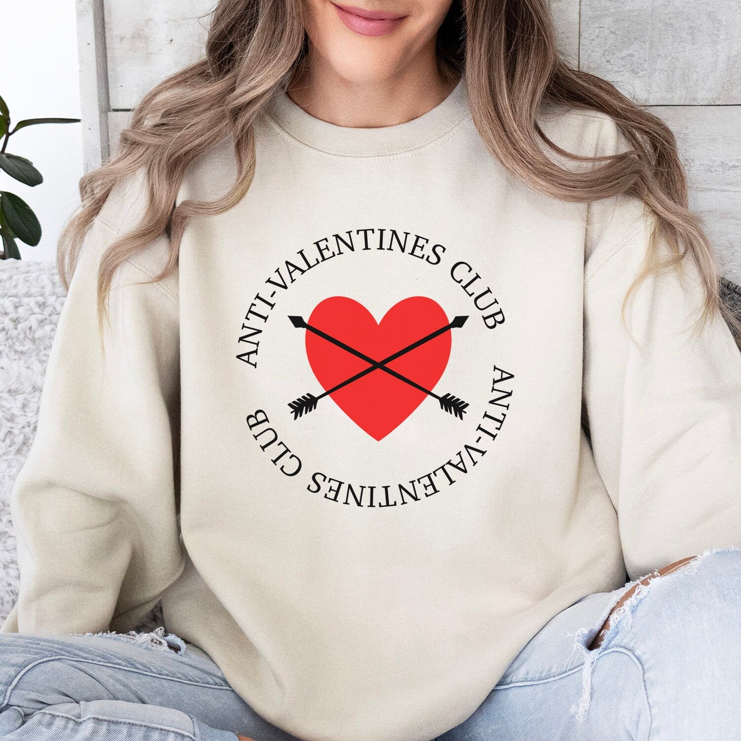 Sweat-shirt anti-Saint-Valentin, chemise drôle à manches longues pour la Saint-Valentin, chemise en forme de cœur, sweat-shirt cadeau en forme de cœur, sweat-shirt unisexe d'hiver