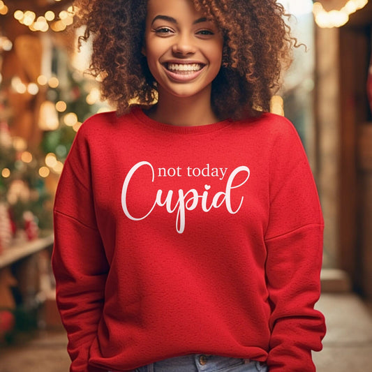 Pas aujourd'hui Cupidon drôle Saint Valentin sweat-shirt, Saint Valentin manches longues chemise, anti Saint Valentin chemise, cadeau pour elle, cadeau pour lui