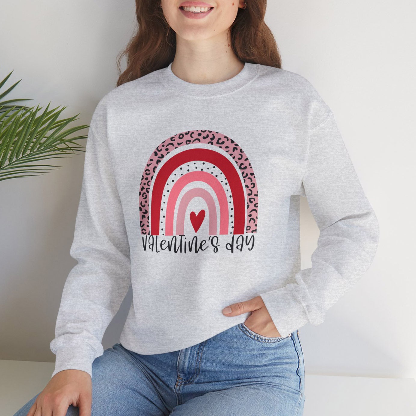 Valentine's Day Rainbow Sweatshirt, Valentines Day Gift Shirt with Heart, Valentines Day Rainbow Shirt For Woman, Heart Valentines Day Shirt