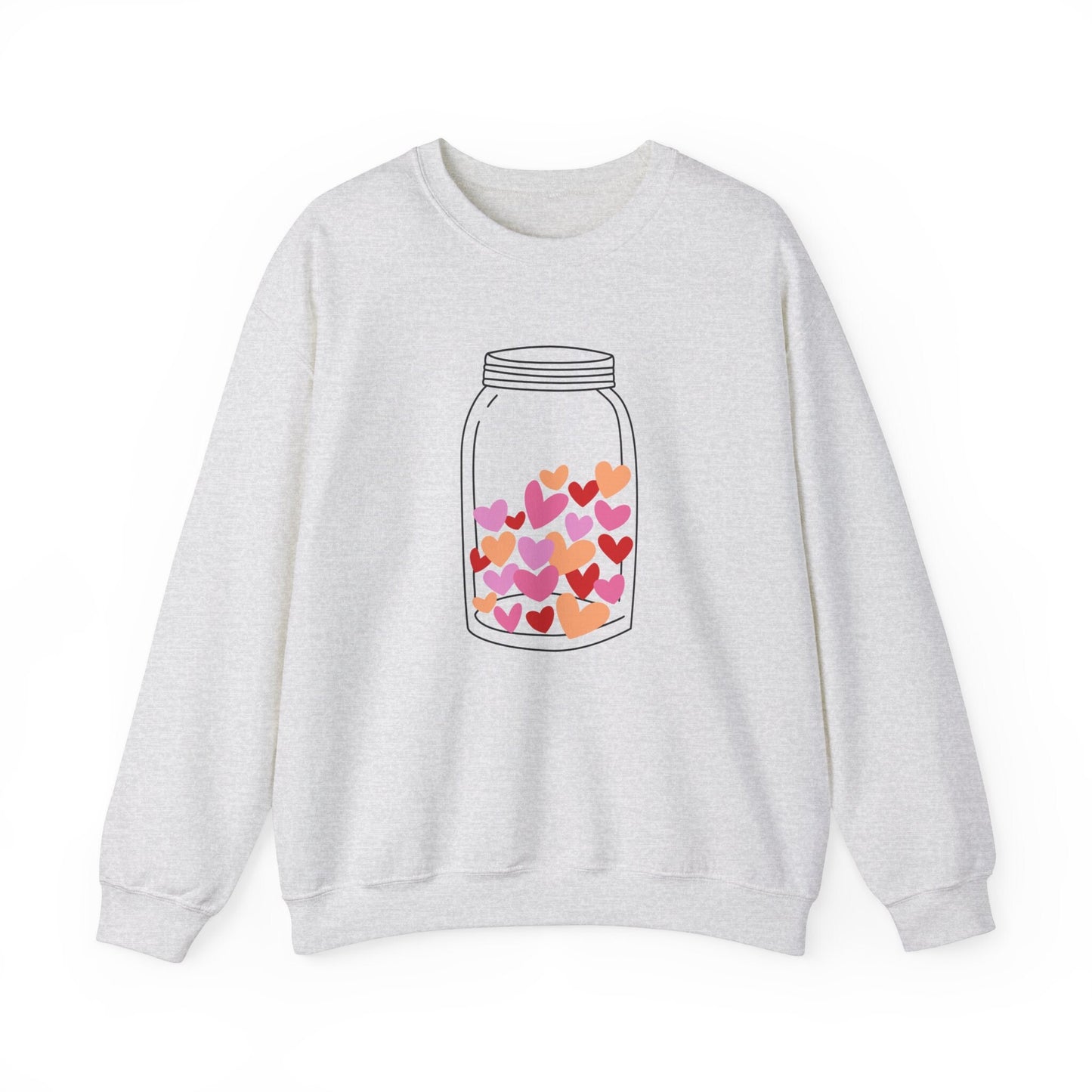 Jar with Valentine Hearts Sweatshirt, Hearts in a Jar Valentines Day Long Sleeves Love Shirt, Love Shirt for Valentines Day, Gift for Her