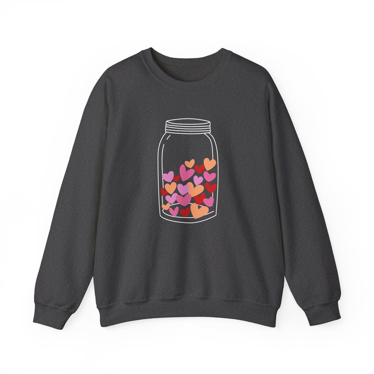 Jar with Valentine Hearts Sweatshirt, Hearts in a Jar Valentines Day Long Sleeves Love Shirt, Love Shirt for Valentines Day, Gift for Her