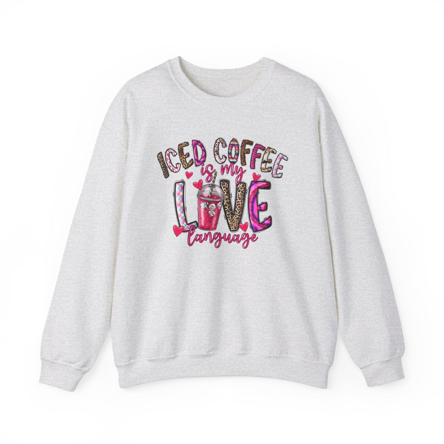 Iced Coffee is my Love Language Sweatshirt, Valentines Day Gift Long Sleeve Shirt, Funny Valentines Day Shirt, Cute Valentines Day Shirt